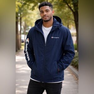 Champion windbreaker mens Large Zip Jacket Hooded Lightweight Water
Resistant